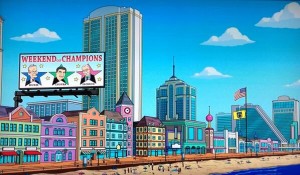 The Atlantic City skyline as seen in a recent episode of American Dad on FOX.
