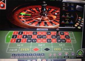 A game of online roulette in progress.