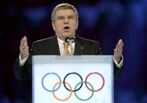 International Olympic Committee President Thomas Bach speaks during the opening ceremony of the 2014 Sochi Winter Olympics