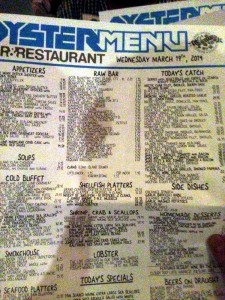 The massive menu.